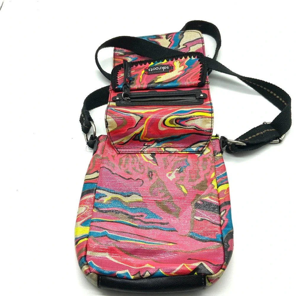 Sakroots handbag purse Multi color Small Size many compartments crossbody - Picture 7 of 11